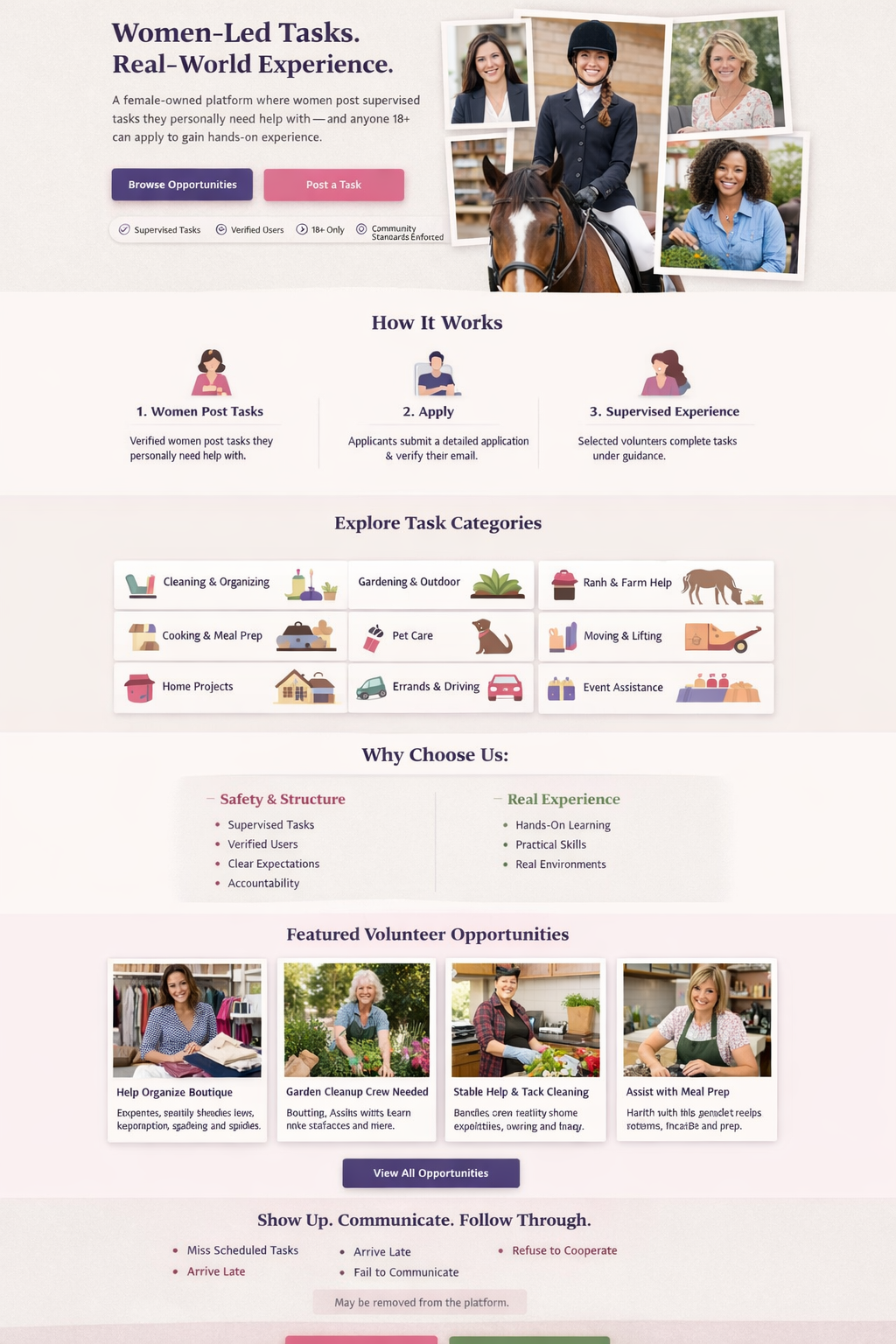 Women-led task support collage poster